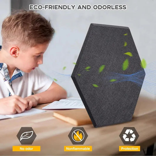6" Hexagon Sound Panels, 9mm Thick Acoustic Panels, Polyester Fiber Wall Tiles, 12-Pack For Home Studio/Office Noise Reduction